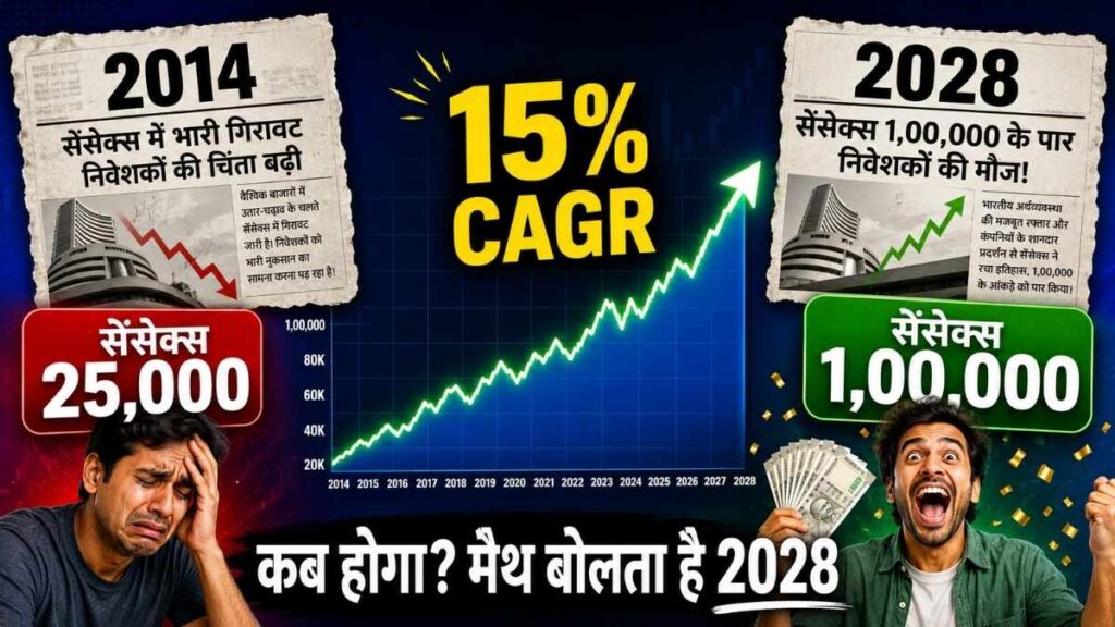 sensex 1 lakh kab hoga 2028 calculation chart
